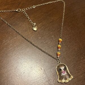 Betsey Johnson Faux Stone Ghost Glamour Candy Corn Pendant Necklace